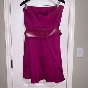 Hot pink strapless sundress